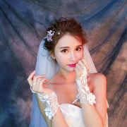 ウエディンググローブ フィンガーレス 花嫁 ブライダル 手袋 ショート レース 花 ビジュー 結婚式 パーティー 披露宴 二次会