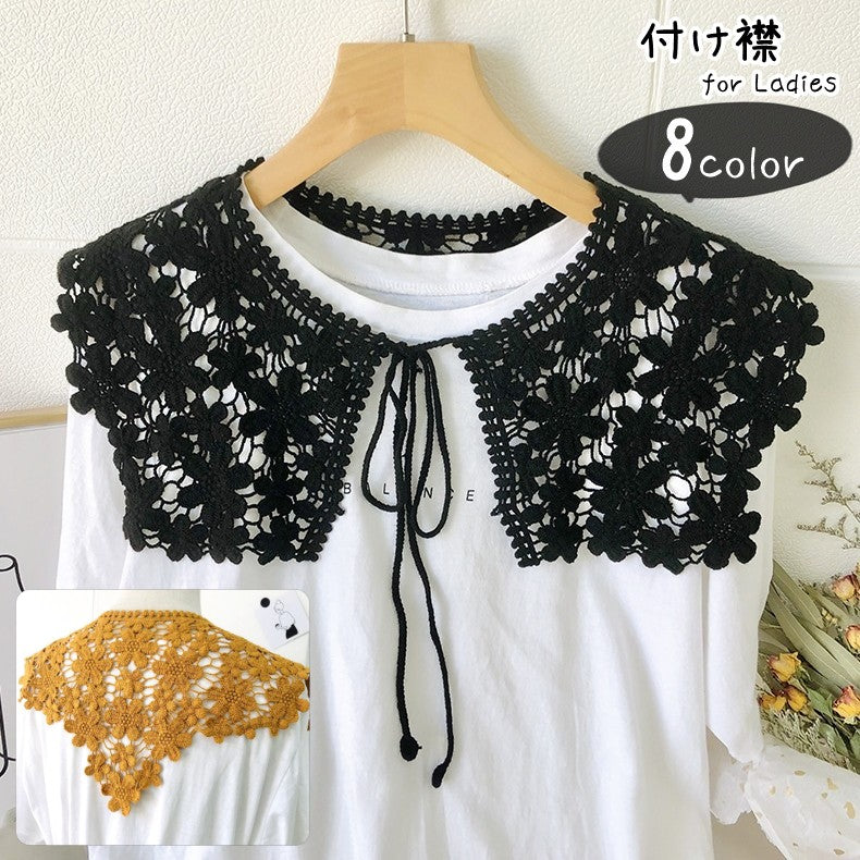 付け襟 つけ襟 レディース 女性 ファッション雑貨 角襟 幅広 総レース 透かし模様 リボン 花柄 フラワー お花 フェミニン ガーリー 華やか 可愛い キュート かわいい おしゃれ
