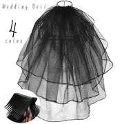 ウェディングベール ウェディング用品 ブライダル用品 結婚式用 挙式用品 写真撮影 記念撮影 レース レディース 女性 婦人 花嫁 ウェーブ リボン コーム付き 透け感 シアー ティアード調 取り付け簡単 揺れる かわいい おしゃれ 黒 白 赤 オフホワイト