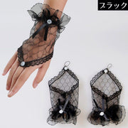 ウエディンググローブ 女性 花嫁 ブライダル 手袋 ショート 指なし レース フリル リボン 結婚式 パーティー 披露宴 二次会