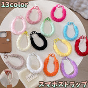 スマホストラップ ハンドストラップ リストストラップ 携帯ストラップ 落下防止 紛失防止 モコモコ かわいい 挟む カラバリ豊富