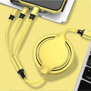 USB充電ケーブル 充電コード マルチケーブル Micro USB タイプC Type-C Lightning 巻き取り式 伸縮式 3in1 一本三役 1m シンプル スマホ 携帯 充電