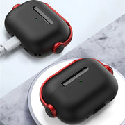 AirPodsPro用 ケース カバー シリコン 耐衝撃 イヤホン収納 キズ防止 保護 スマホスタンド ストラップ 丸型カラビナ