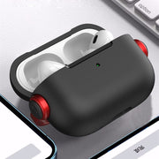 AirPodsPro用 ケース カバー シリコン 耐衝撃 イヤホン収納 キズ防止 保護 スマホスタンド ストラップ 丸型カラビナ