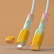 ケーブルプロテクター 2ペア 充電ケーブル保護カバー 断線防止 iPhone Android USB Type-C ライトニング Lightning スマホ キャップ付き