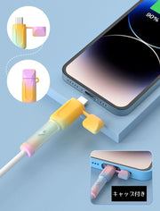 ケーブルプロテクター 2ペア 充電ケーブル保護カバー 断線防止 iPhone Android USB Type-C ライトニング Lightning スマホ キャップ付き