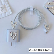 ケーブルカバー 5点セット Apple用 iPhone 電源アダプター コネクターカバー ヘッドカバー ケーブルプロテクター 保護カバー 充電ケーブルカバー 保護 充電器 コード アクセサリー 断線防止 ねじれ防止 ハート リボン キュート かわいい お洒落 シンプル