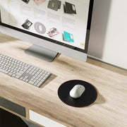 マウスパッド オフィス 事務用品 レザー風 滑り止め 直径22cm 両面 リバーシブル 防水 薄型 円型 丸形 ラウンド 無地 シンプル
