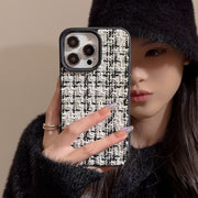 iPhone用ケース スマホカバー アイフォン用ケース スマホケース 汎用型 背面保護 傷防止 ツイード調 おしゃれ かわいい スマートフォンケース アイフォーン用 携帯カバー 保護ケース 大人上品 きれいめ レディース 女性用 婦人用