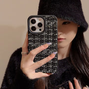 iPhone用ケース スマホカバー アイフォン用ケース スマホケース 汎用型 背面保護 傷防止 ツイード調 おしゃれ かわいい スマートフォンケース アイフォーン用 携帯カバー 保護ケース 大人上品 きれいめ レディース 女性用 婦人用