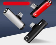 イヤホン変換アダプター 3.5mm USB タイプC Type-C 2in1 シンプル コンパクト 持ち運び 持ち歩き スマホ スマートフォン 携帯 充電 音楽鑑賞 アダプター