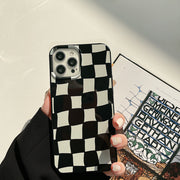 スマホケース スマホカバー iPhone用 13 13Pro 13ProMax 13mini 14 15 16 17 plus ブロックチェック 市松模様 アイフォン用 携帯ケース 保護ケース 背面保護 傷防止 防汚 カジュアル おしゃれ アート かわいい シンプル 模様