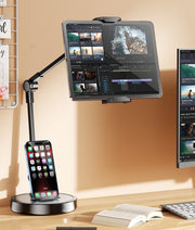 スマホスタンド タブレットホルダー ロング 卓上 回転 伸縮 ロングアーム スマートフォン iPhone iPad 調節可能 動画 映画鑑賞 読書 撮影 会議 便利アイテム