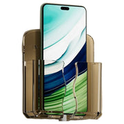 スマホホルダー 充電スタンド ウォールポケット スマートフォン アクセサリー 小物入れ クリア 透明 リモコンラック 壁面収納 壁掛け 入れたまま充電 穴あけ不要 粘着式 簡単設置 プラスチック