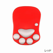 マウスパッド リストレスト付き ハンドレスト 一体型 手首サポート 滑り止め付き 肉球 ブラック かわいい おしゃれ カラバリ豊富 パソコン用品 パソコン周辺機器