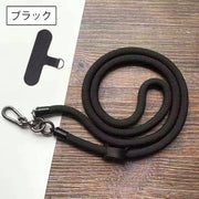 ネックストラップ スマホストラップ ショルダーストラップ 丸紐 太め 首掛け 斜め掛け 落下防止 長さ120cm ホルダー 挟む 簡単装着 シンプル 簡単 便利 スマートフォン カメラ 携帯 スマホアクセサリー