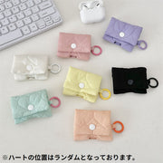 イヤホンケースカバー ミニポーチ エアーポッズ AirPods Pro イヤフォン収納 カラビナ付 充電対応 保護 汚れ 傷防止 ハート柄キルト調 可愛い かわいい おしゃれ