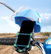 スマホホルダー 自転車用 バイク用 スマホスタンド ヘルメット付き 日除け 雨避け 携帯ホルダー スマホケース バイク 自転車 マウンテンバイク アクセサリー 取り付け簡単 ツーリング サイクリング アウトドア