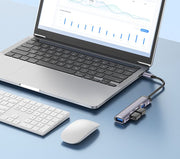 USBハブ Type-C 4in1 4ポート タイプC パソコン周辺機器 パソコンアクセサリー シルバー コネクタ USB3.0 USB2.0 コンパクト スタイリッシュ シンプル 便利