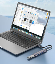 USBハブ Type-C 4in1 4ポート タイプC パソコン周辺機器 パソコンアクセサリー シルバー コネクタ USB3.0 USB2.0 コンパクト スタイリッシュ シンプル 便利