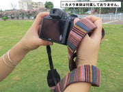 カメラストラップ 一眼レフ ミラーレス デジカメ ショルダーストラップ ネックストラップ 肩掛け 斜めがけ 首掛け ボーダー柄 エスニック風 カラフル お洒落