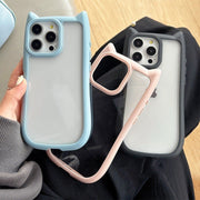 iPhoneケース iPhoneカバー スマホケース スマホカバー 猫耳 ネコ耳 背面保護 傷予防 傷防止 携帯ケース iPhone17 iPhone16e  iPhone17Pro Air Pro Max Plus SE  iPhone15 15Pro かわいい パステル ブラック 黒 無地 シンプル クリア アイフォン スマートフォン 携帯電話