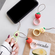 リングストラップ 単品 1個 スマホストラップ 携帯ストラップ スマホ用品 スマホアクセサリー キーホルダー 落下防止 紛失防止 シリコン製 アボカド オレンジ ピーチ イチゴ フルーツ 果物 お洒落 可愛い キュート