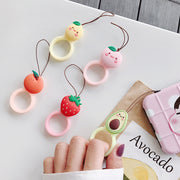 リングストラップ 単品 1個 スマホストラップ 携帯ストラップ スマホ用品 スマホアクセサリー キーホルダー 落下防止 紛失防止 シリコン製 アボカド オレンジ ピーチ イチゴ フルーツ 果物 お洒落 可愛い キュート