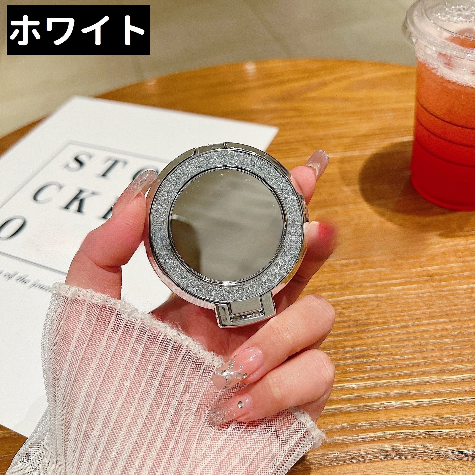 スマホ用ホールドリング スマホリング スマホミラー 携帯ミラー ミラー付き 丸型 商品画像5