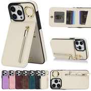 iPhoneケース iPhoneカバー スマホケース 携帯カバー スマホ ケース スマホリング クレジットカード入れ カードケース付き ファスナー RFID 傷防止 汚れ防止 耐衝撃 背面保護 15 16 17 Pro ProMax Plus シンプル 単色 カジュアル おしゃれ 黒 茶 青 ワイン 紫 ピンク オフホワイト