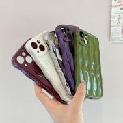 iPhone用ケース カバー スマホケース 耐衝撃 カメラ保護 背面保護 波 ウェーブ 光沢 13 14 15 16 ProMax