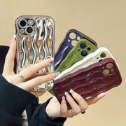iPhone用ケース カバー スマホケース 耐衝撃 カメラ保護 背面保護 波 ウェーブ 光沢 13 14 15 16 ProMax