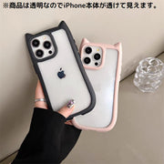 iPhone用ケース カバー スマホケース 耐衝撃 背面保護 クリア 猫耳 可愛い 16 15 14 13 ProMax plus