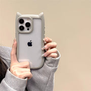 iPhone用ケース カバー スマホケース 耐衝撃 背面保護 クリア 猫耳 可愛い 16 15 14 13 ProMax plus