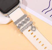 バンドチャーム 1セット3個 AppleWatch用 アップルウォッチ用 ラインストーン キラキラ ハート 上品 おしゃれ かわいい キュート 華やか スマートウォッチアクセサリー