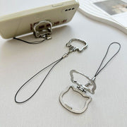 スマホスタンド スマホストラップ ストラップ付き ネコ 猫 アニマル シンプル かわいい おしゃれ カジュアル キュート スマートフォン iPhone 携帯 キーホルダー 女性 男性