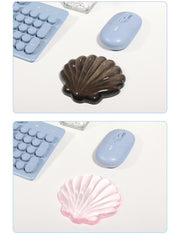 リストレスト マウス用 パソコン PC シリコン 柔らかい やわらか シェル 貝殻 気持ちいい ぷにぷに かわいい おしゃれ 手首 サポート 補助 クリアカラー 手首クッション 手首サポート 在宅ワーク 事務