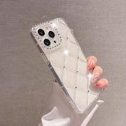スマホカバー キルティング風 スマホケース iPhoneカバー iPhoneケース レディース 女性 ラインスト―ン  iPhone17 iPhone17Pro iPhone16 iPhone16Pro iPhone15 シンプル フェミニン ガーリー 可愛い キュート かわいい シック おしゃれ スマホ関連雑貨 スマホ用アクセサリー