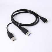 USBケーブル 1m microB Y字ケーブル USB3.0 二股 ダブル給電 電源ケーブル マイクロUSB PC周辺機器 外付け HDD SSD 電力不足解消