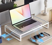 モニタースタンド デスクトップ用PC台 パソコン台 ディスプレイ台 机上ラック 金属製 ロータイプ キーボード収納 インテリア