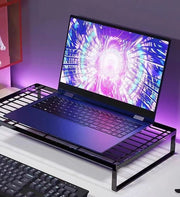 モニタースタンド デスクトップ用PC台 パソコン台 ディスプレイ台 机上ラック 金属製 ロータイプ キーボード収納 インテリア
