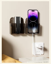 スマホホルダー 単品 1個 壁掛け スマホスタンド 小物収納 リモコンホルダー ウォールラック 粘着式 貼り付け コード 充電 動画鑑賞