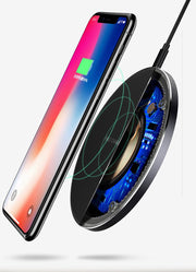 ワイヤレス充電器 スマホ充電器 急速充電 高速充電 置くだけ充電 最大10W ワイヤレスチャージ スマートフォン スマホ 薄型 スリム 携帯 iPhone Apple リチウム