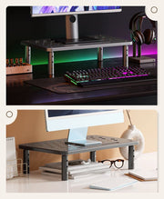 モニタースタンド デスクトップ用PC台 パソコン台 ディスプレイ台 机上ラック ロータイプ キーボード収納 高さ調整 インテリア