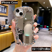 iPhoneケース カバー スマホケース 耐衝撃 背面保護 ソフトケース 柔らかい ミラー 鏡面 3D立体 ウェーブ 星 ハート