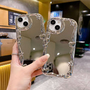 iPhoneケース カバー スマホケース 耐衝撃 背面保護 ソフトケース 柔らかい ミラー 鏡面 3D立体 ウェーブ 星 ハート