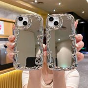 iPhoneケース カバー スマホケース 耐衝撃 背面保護 ソフトケース 柔らかい ミラー 鏡面 3D立体 ウェーブ 星 ハート