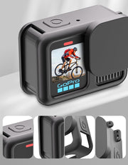 GoPro用シリコンカバー 汎用型カバー アクションカメラケース レンズカバー 保護ケース ストラップ付き ゴープロ用 gopro用 13 12 11 10 9 落下防止 傷防止 レンズキャップ