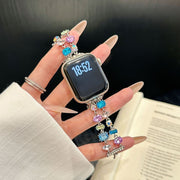 スマートウォッチベルト スマートウォッチバンド スマートウォッチ用交換ベルト AppleWatch用 ラインストーン ダブルチェーン 交換用 付け替え用 キラキラ ガーリー ポップ カジュアル フェミニン 可愛い キュート おしゃれ 華やか