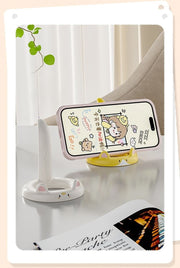 スマホスタンド 猫型 卓上 縦置き 横置き 両用 シール付き スマホホルダー 動画視聴 ハンズフリー 食事 かわいい カートゥーン インテリア 携帯アクセサリー